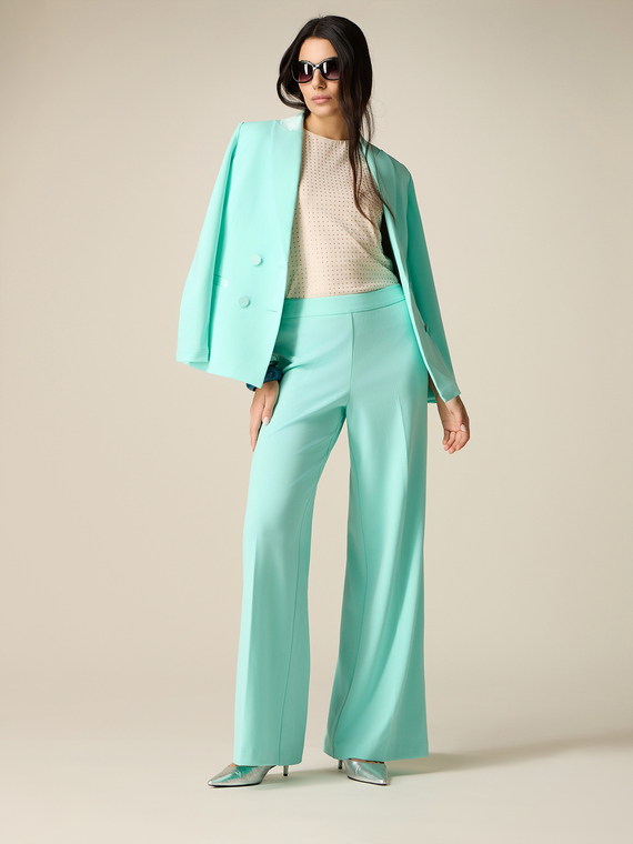 Wide-leg palazzo pants in crepe fabric