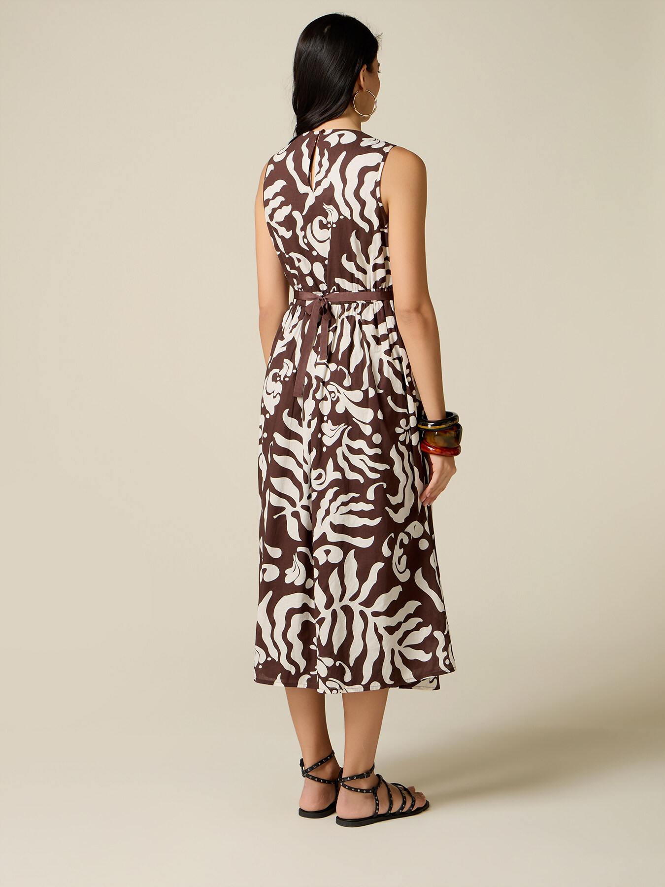 Flare dress in patterned cotton image number 1
