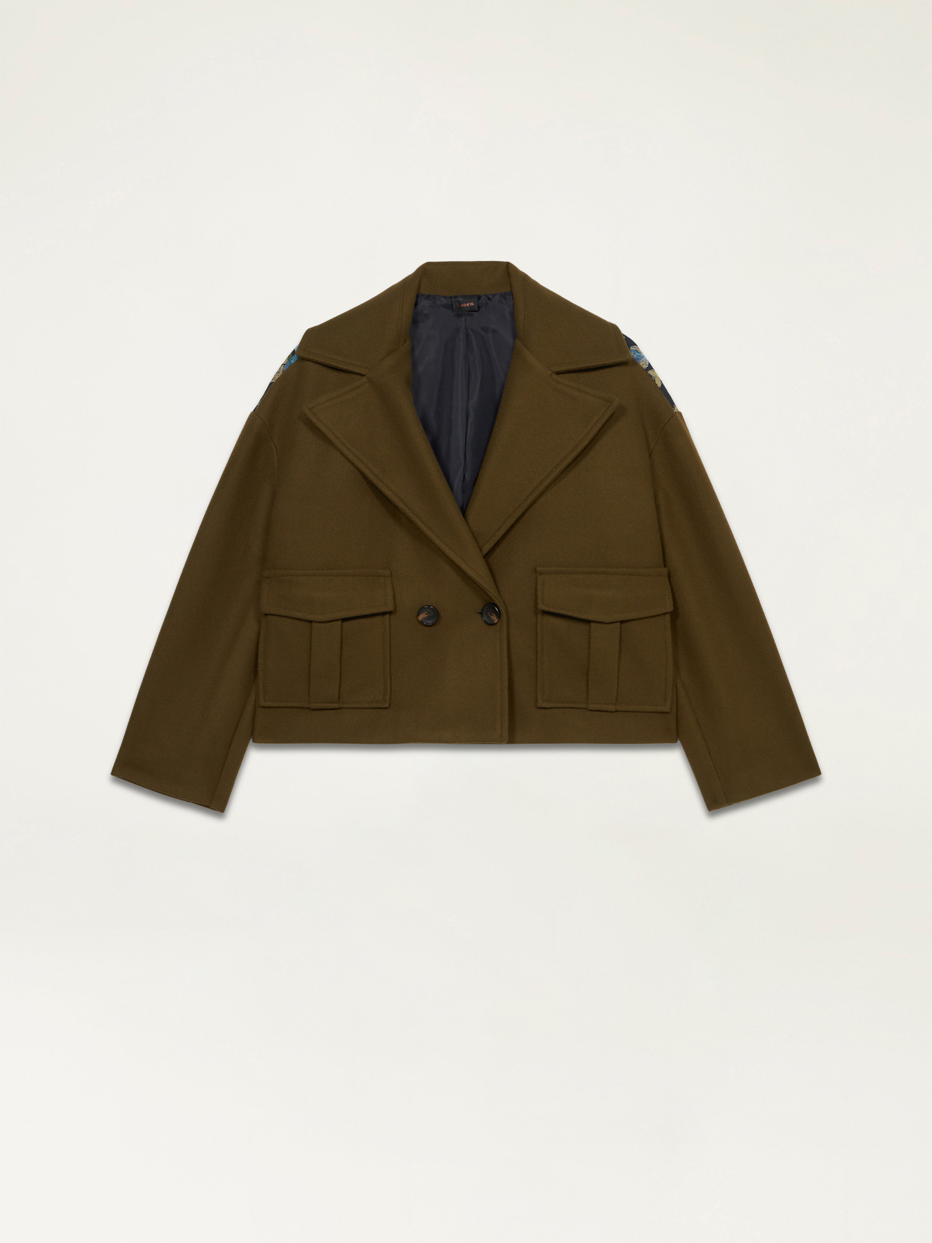 Cappotto corto con dettaglio jacquard image number 4