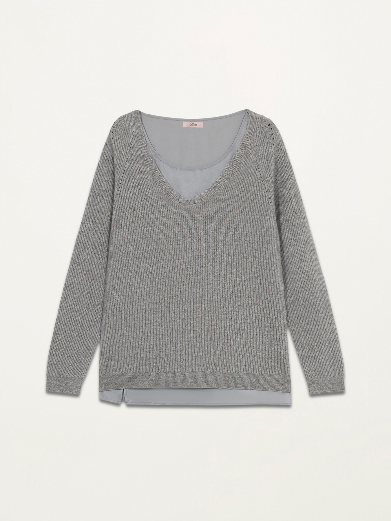 Pullover aus einer Wollmischung mit Top aus Satin image number 3