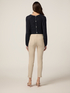 Pantaloni skinny din bumbac și tencel cu nasture bijuterie image number 1