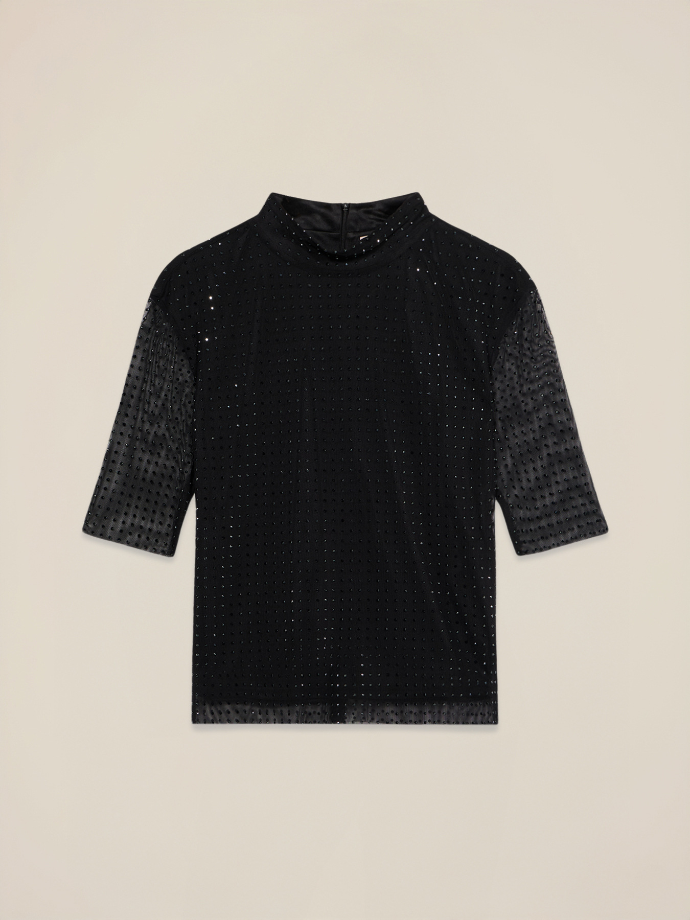 T-shirt en tulle avec cristaux noirs image number 3