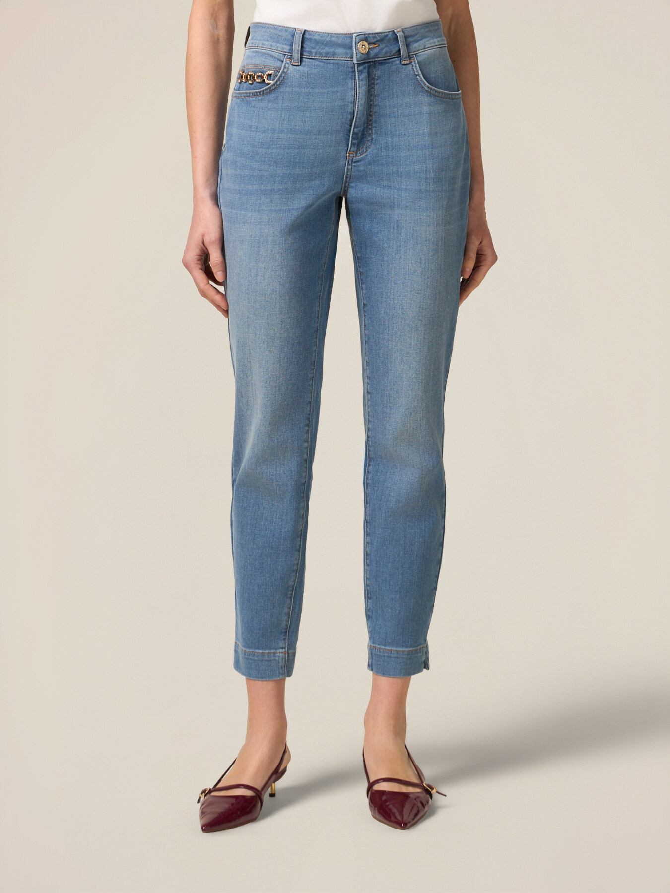Jeans skinny push up con dettaglio catena image number 4