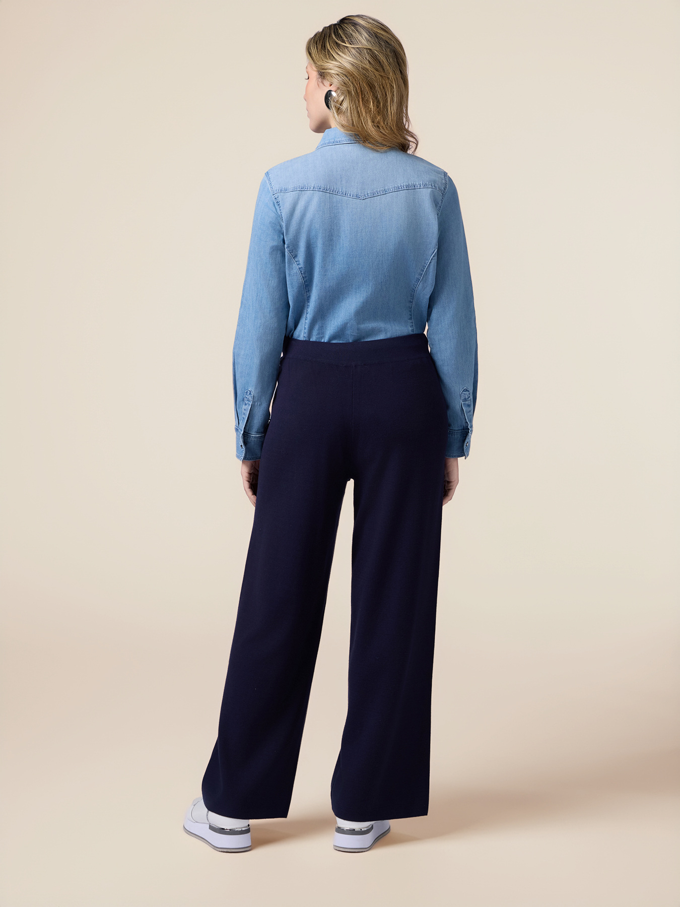 Pantaloni palazzo in maglia image number 1