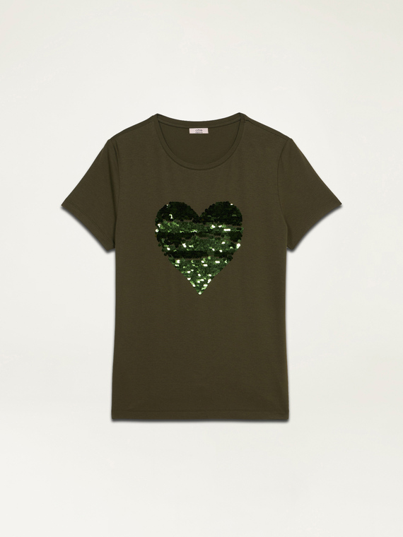 T-shirt with sequin application