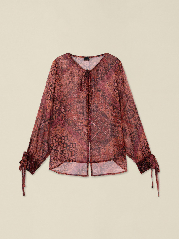 Crepon shirt with bow