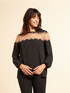 Blusa de georgette con encaje image number 1
