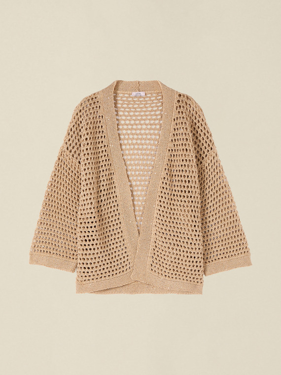 Cardigan ajour&eacute; en m&eacute;lange de coton