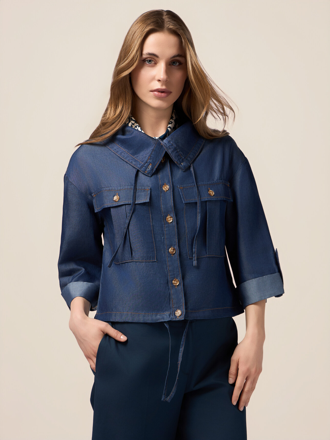 Boxy unstructured jacket in Tencel image number 0