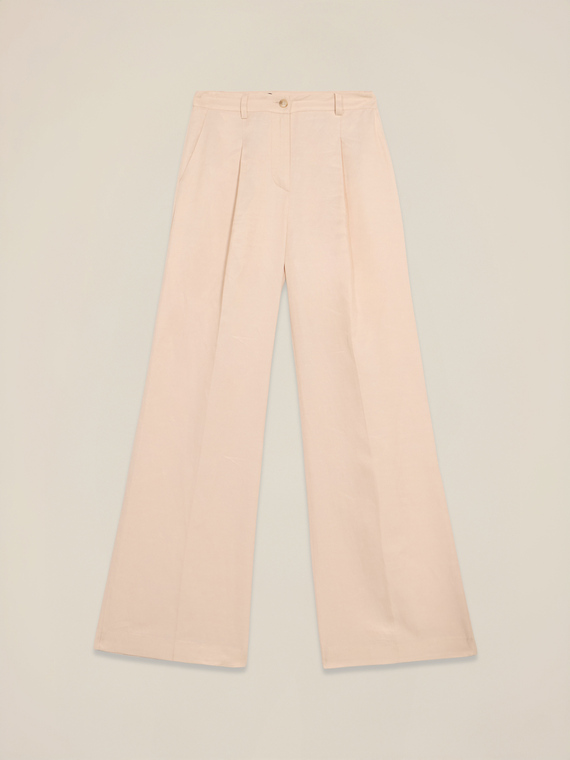 Pantalon palazzo en m&eacute;lange de lin