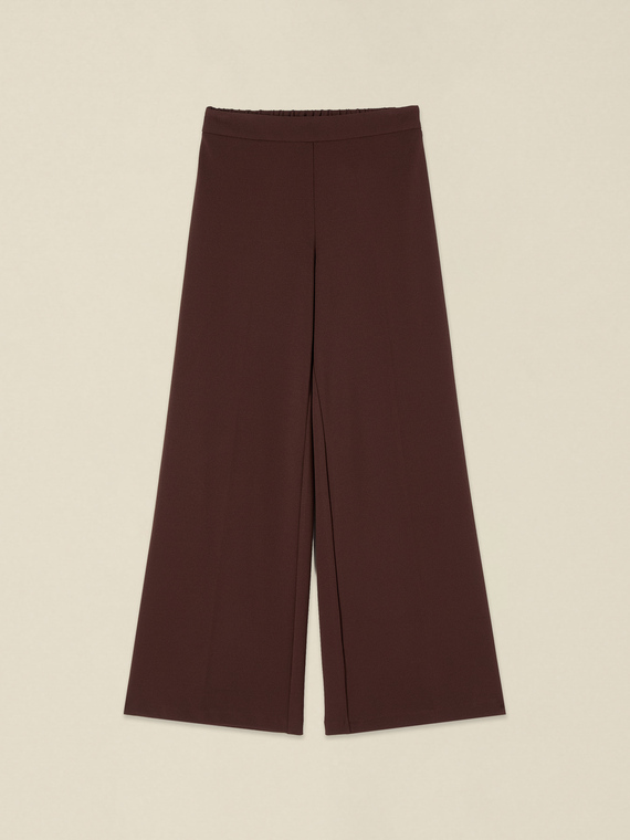 Wide-leg palazzo pants in crepe fabric