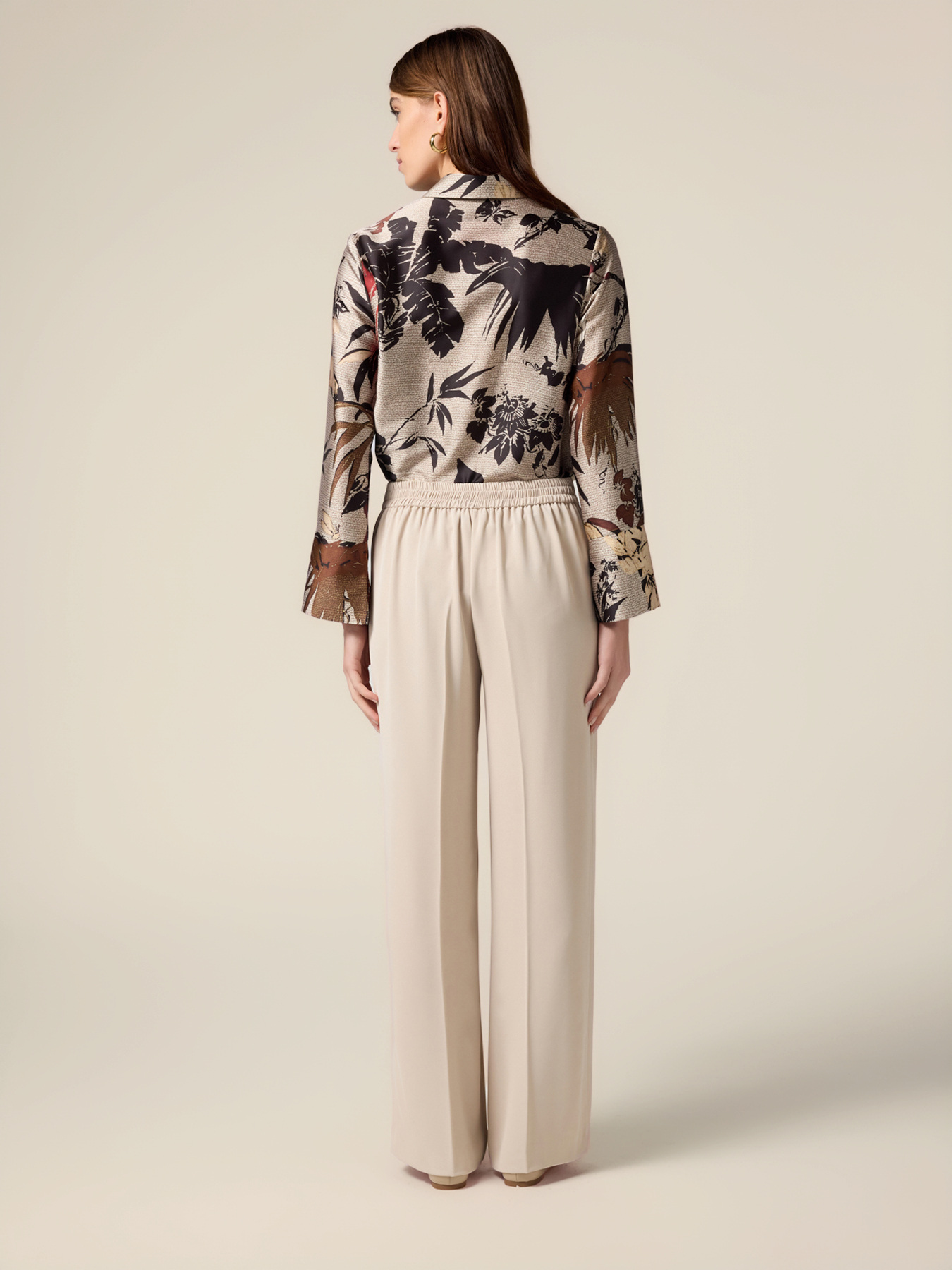 Pantaloni palazzo din material fluid image number 1