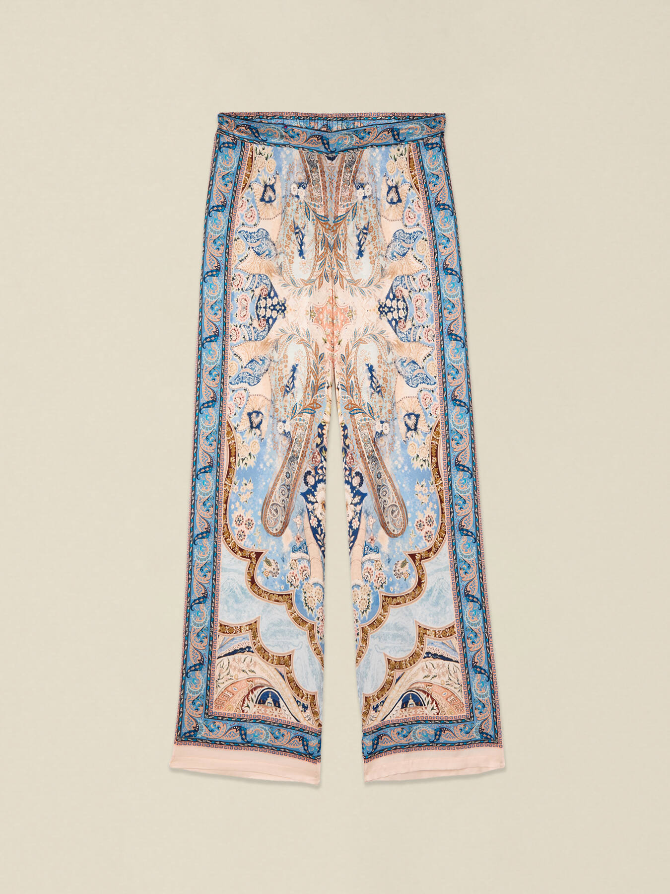 Patterned satin palazzo pants image number 4