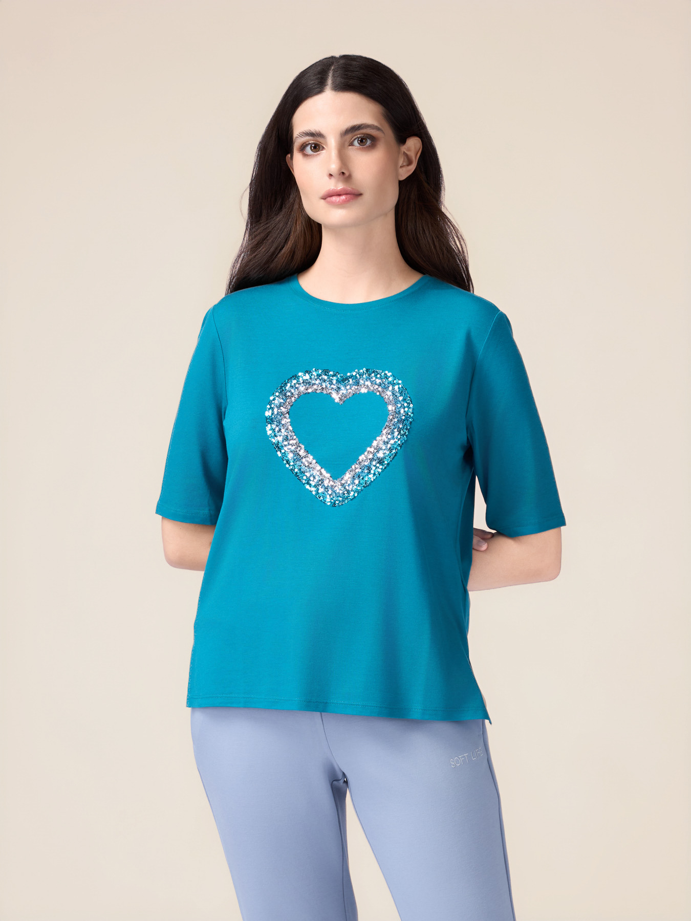 T-shirt con ricamo in paillettes image number 0