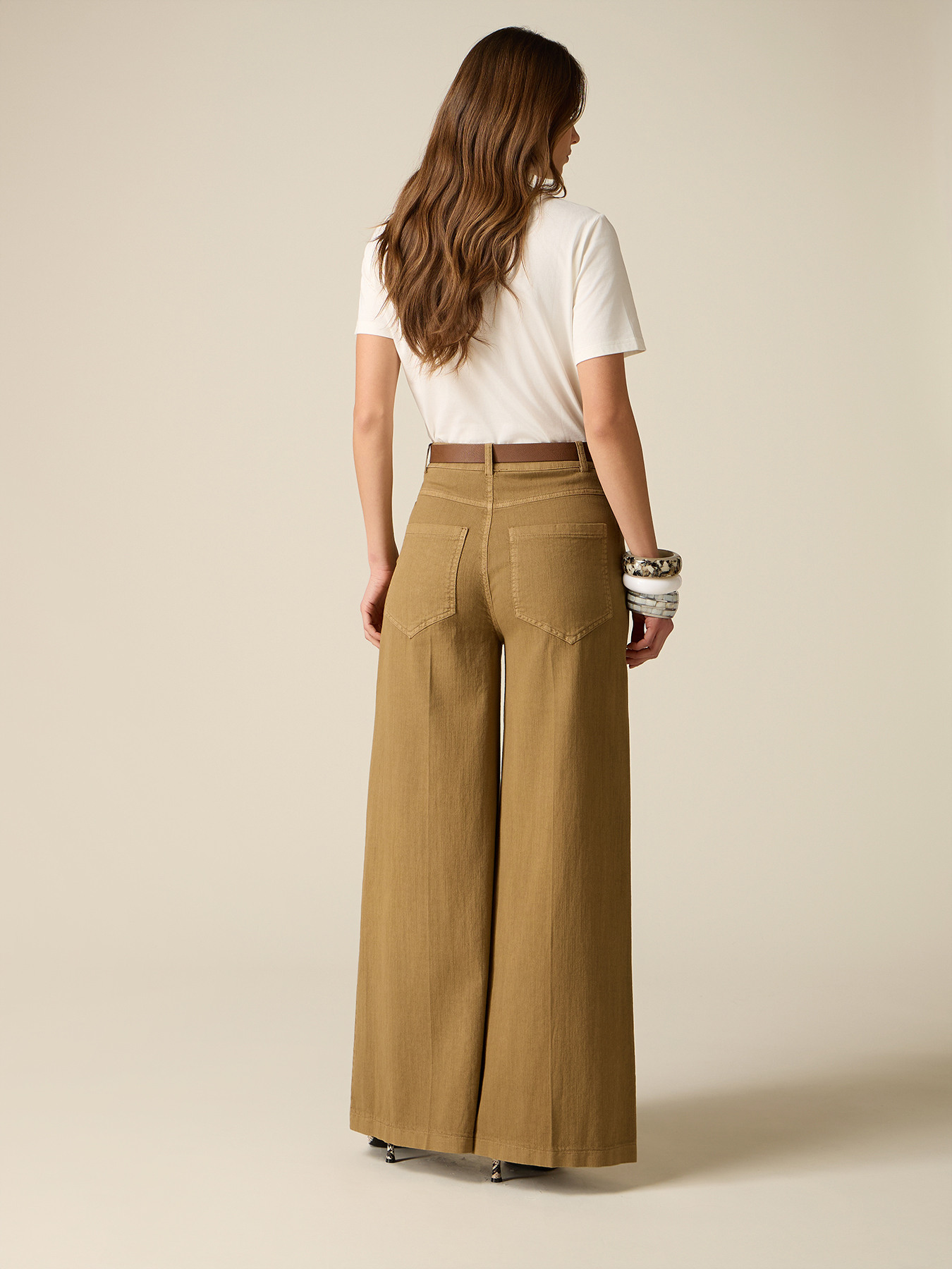 Wide leg garment-dyed cotton trousers image number 1