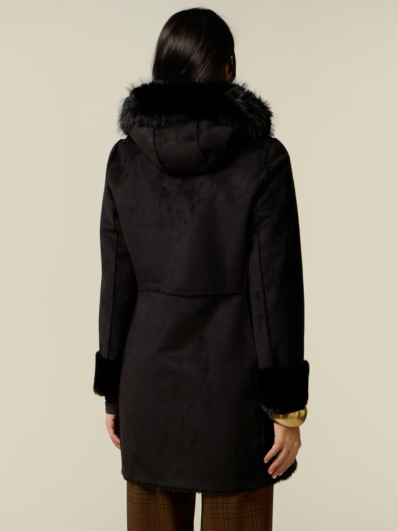 Shearling-effect hooded coat image number 1