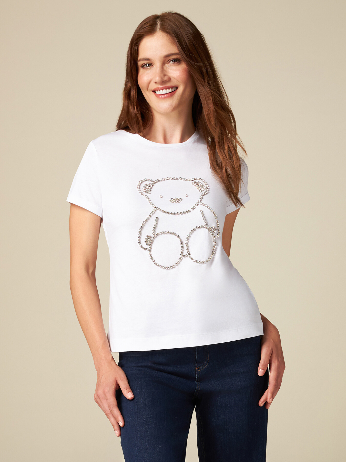 T-shirt with application of set stones image number 0