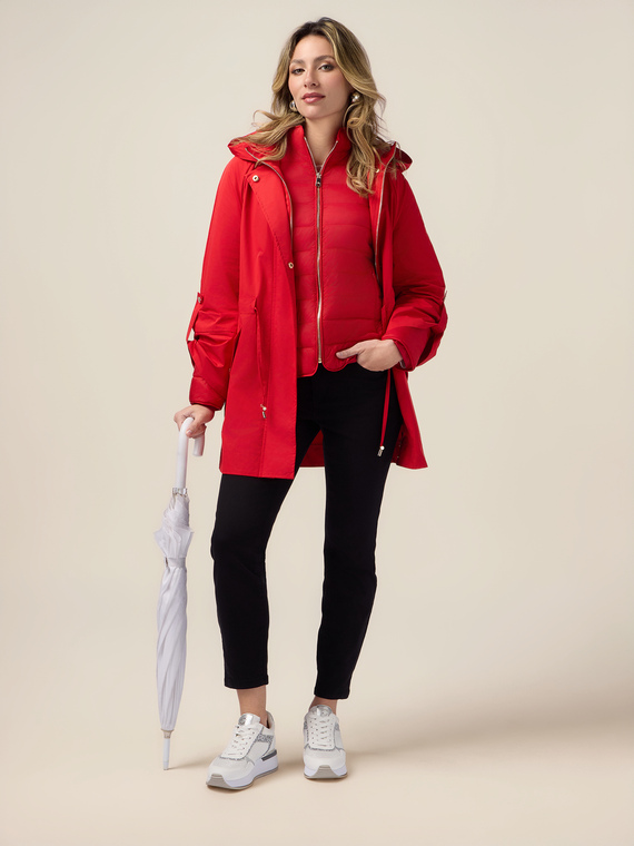 Pantaloni skinny in cotone e tencel con bottone gioiello