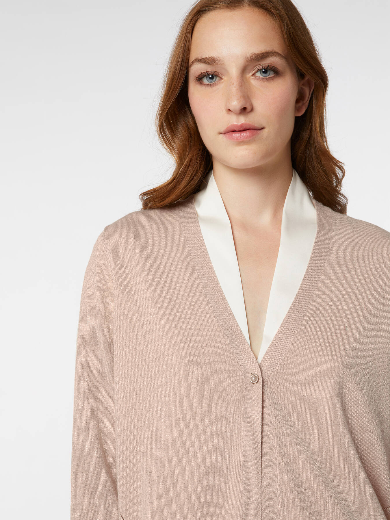 Cardigan lurex con bottone gioiello image number 2