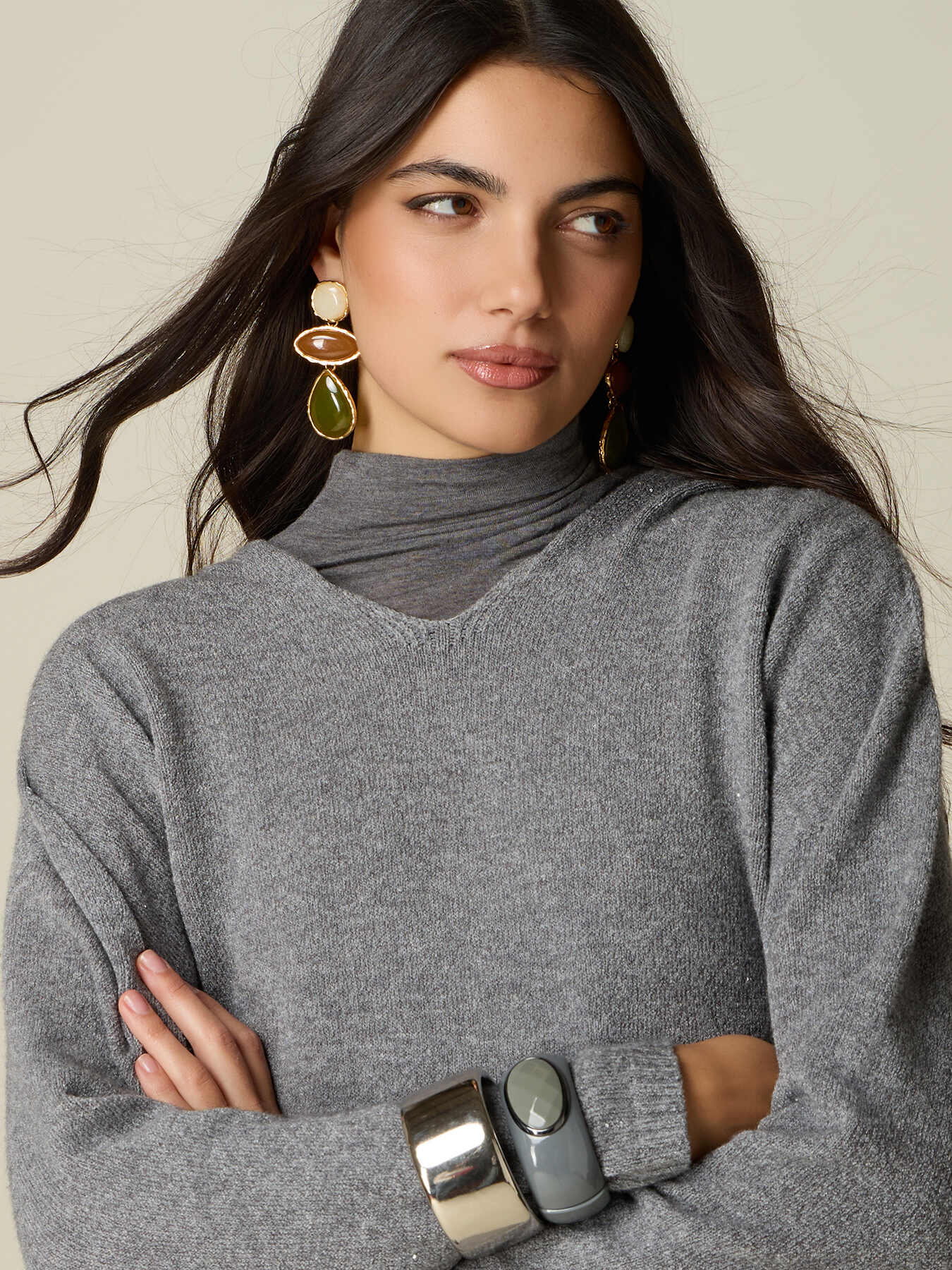 Hooded sweater with micro sequins image number 2
