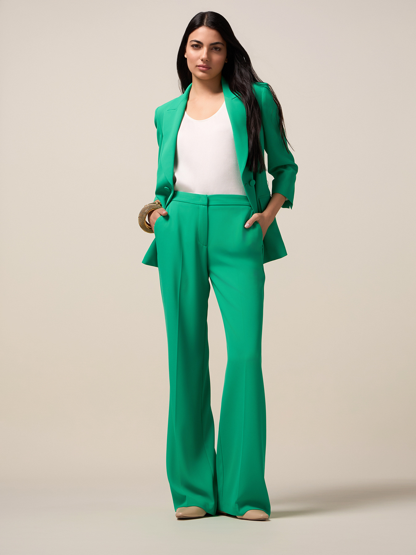 Wide leg pants in fluid fabric image number 5