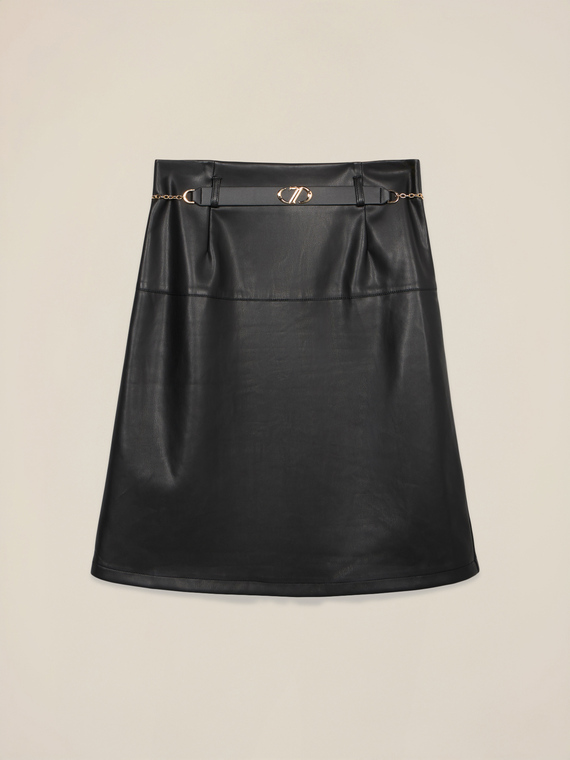 A-line skirt with belt and chain