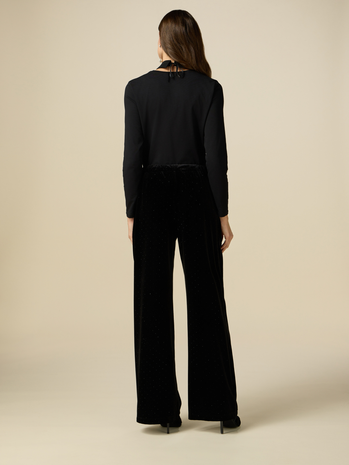 Velvet trousers with crystals image number 1