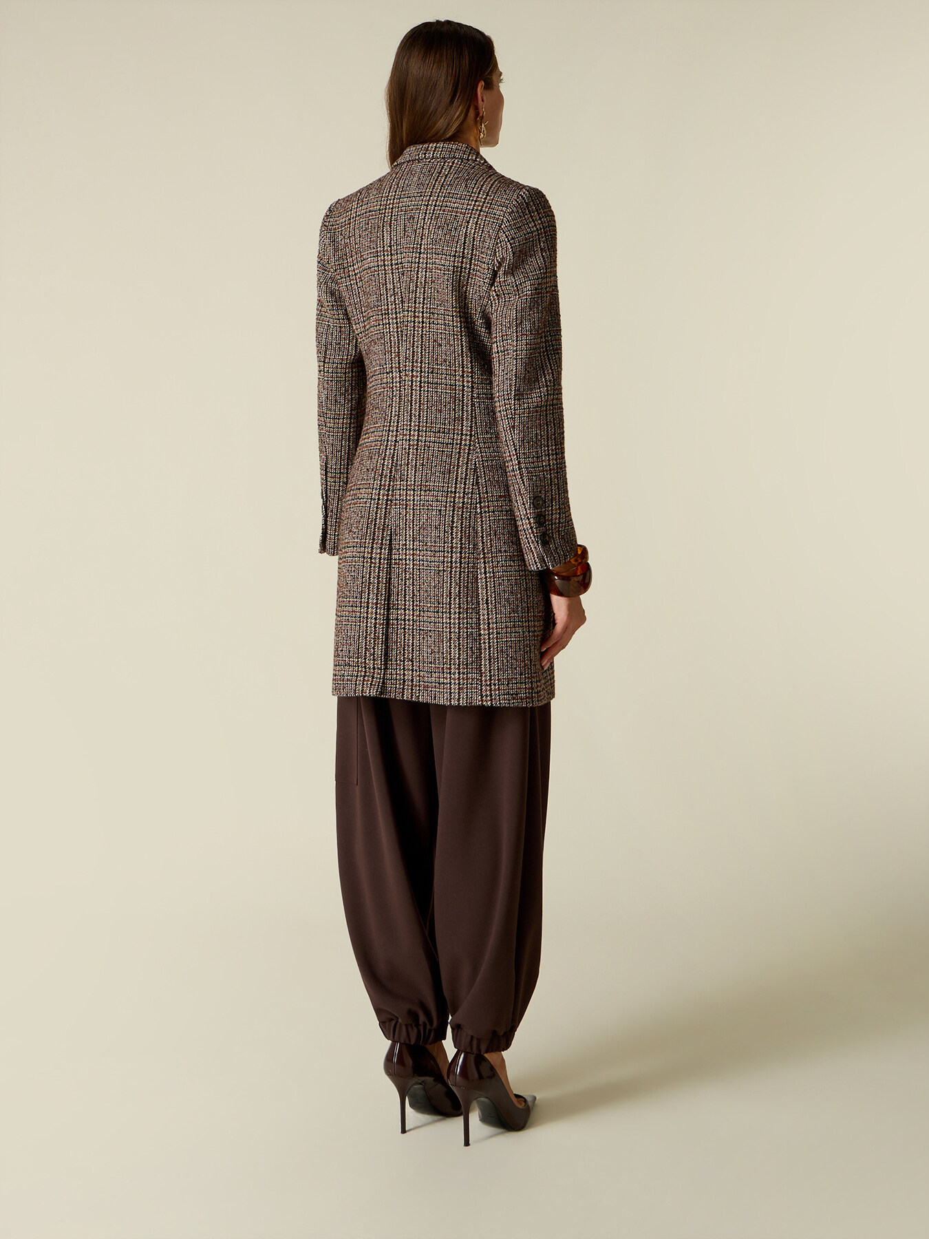 Check mixed wool patterned coat image number 1