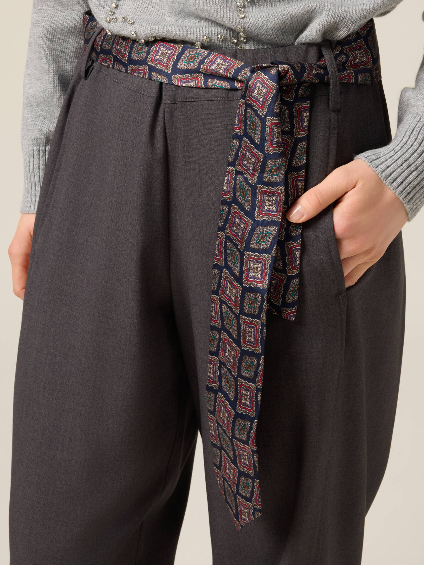 Pants with tie belt image number 2