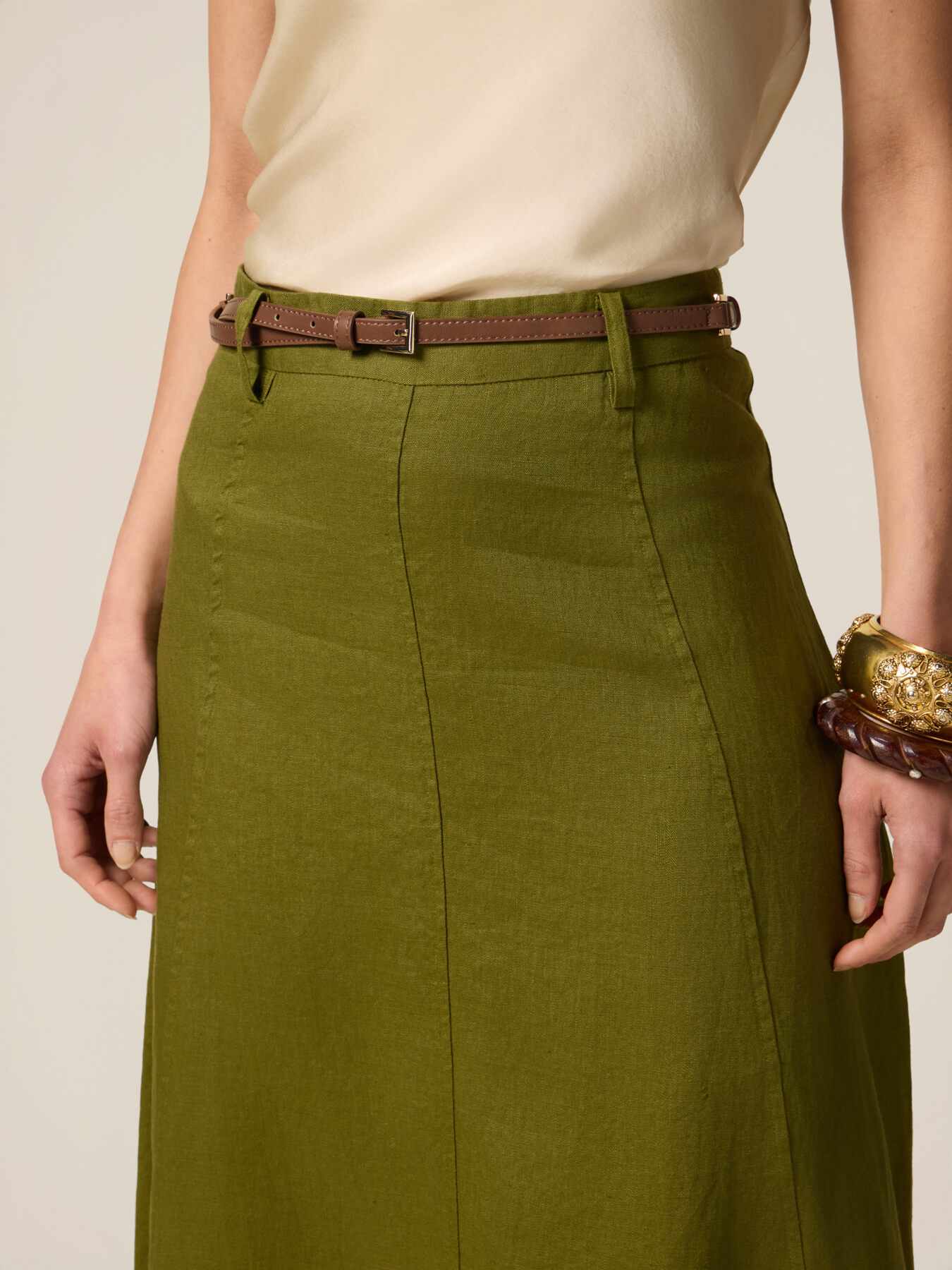 Ausgestellter Rock aus Leinen image number 2