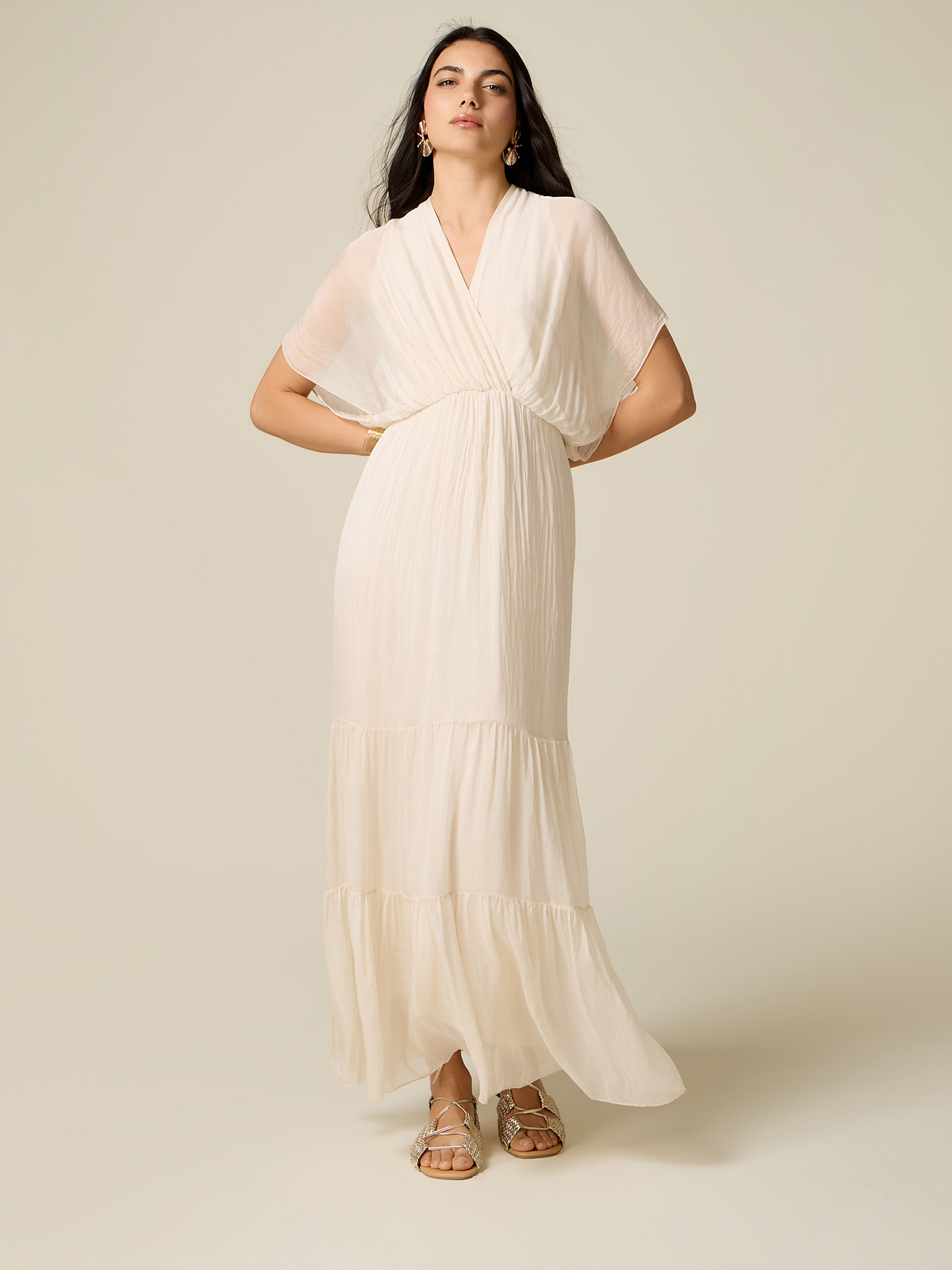 Vestito lungo in voile misto seta image number 0