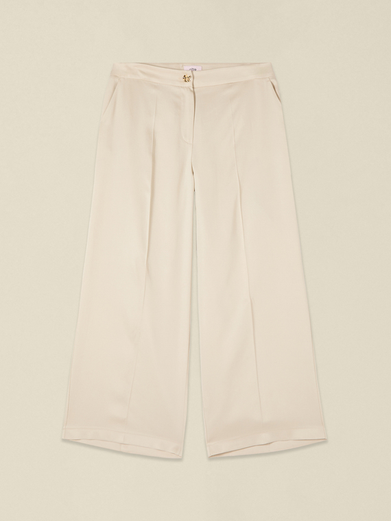 Cropped lyocell trousers