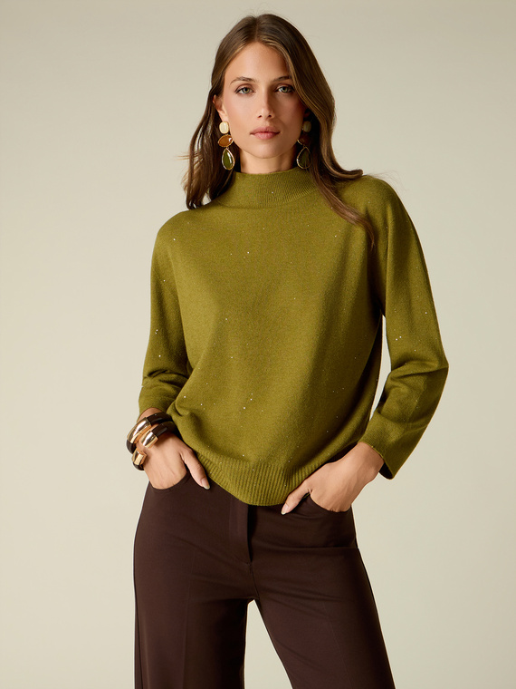 Maglia lupetto con micro paillettes