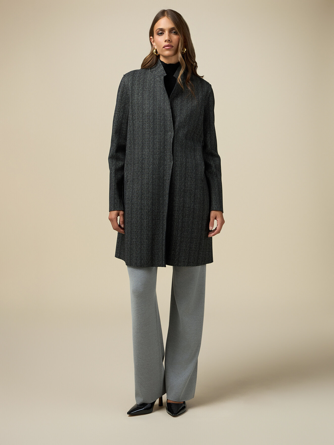 Double fabric mid-length coat image number 0