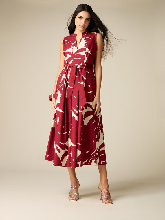 Vestito flare in popeline fantasia