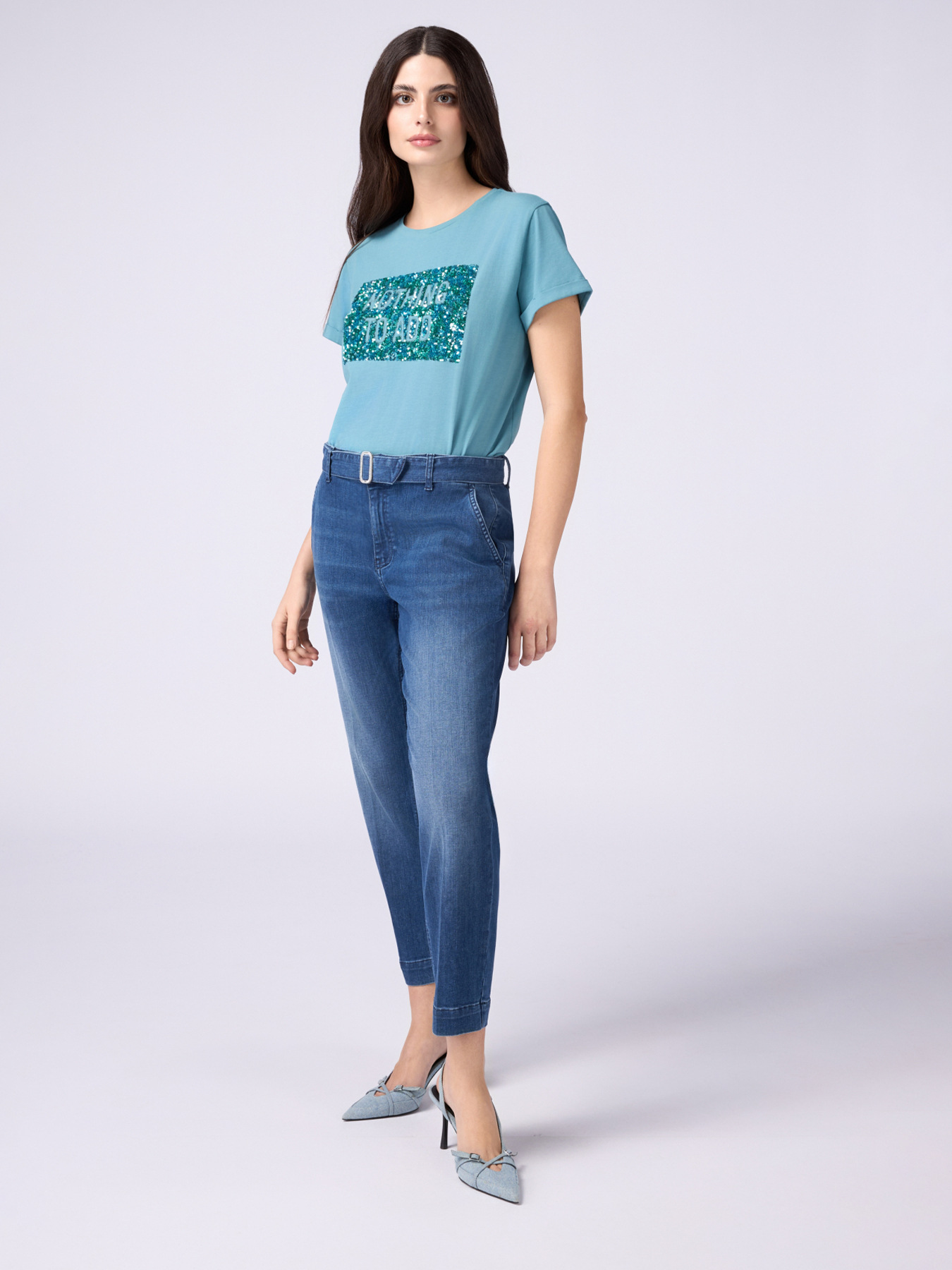 Jeans chino con cintura e fibbia gioiello image number 0