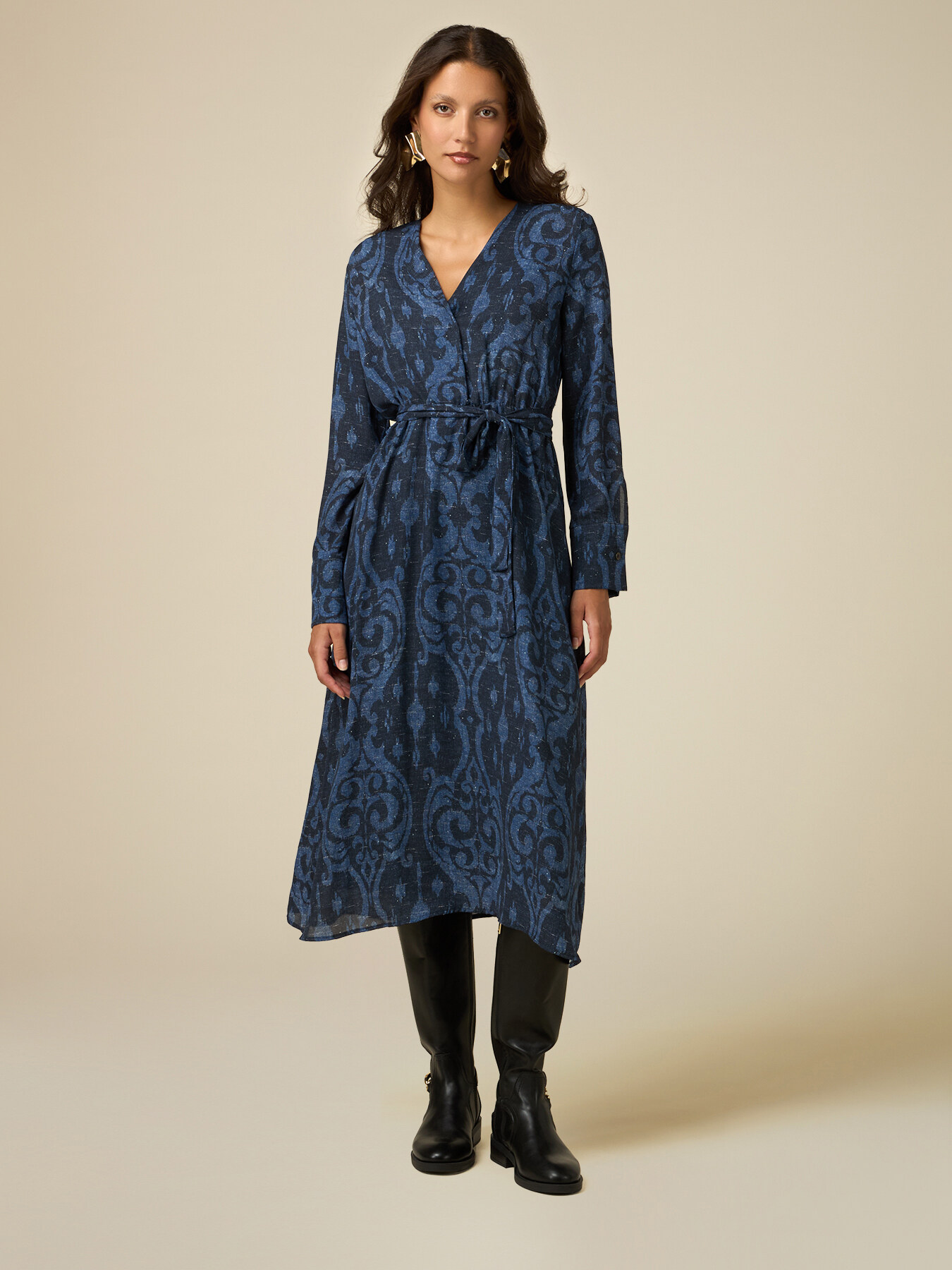 Patterned midi dress image number 0