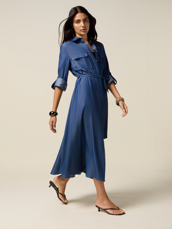 Vestito chemisier in tencel effetto denim