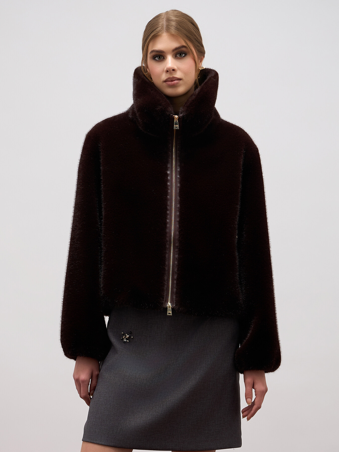 Teddy bomber jacket with zipper image number 0