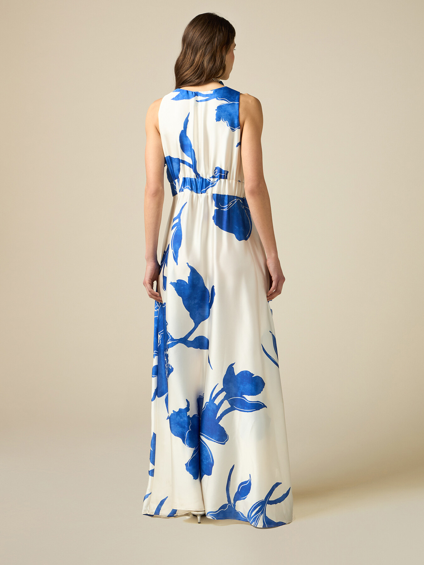 Vestito lungo in raso floreale image number 1