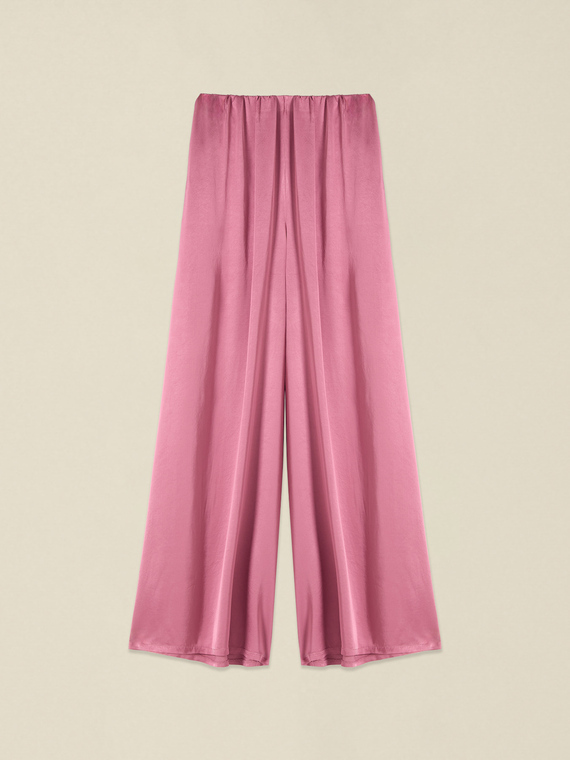 Pantaloni palazzo din satin de viscoză