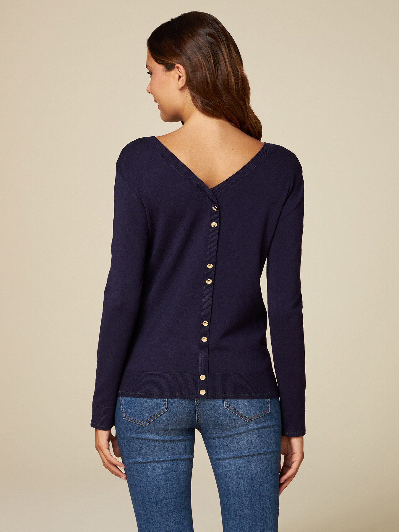 V-neck sweater with buttons on the back image number 1