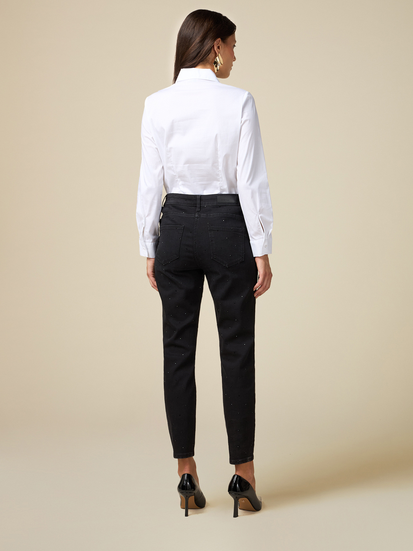 Jean skinny noir avec cristaux image number 1