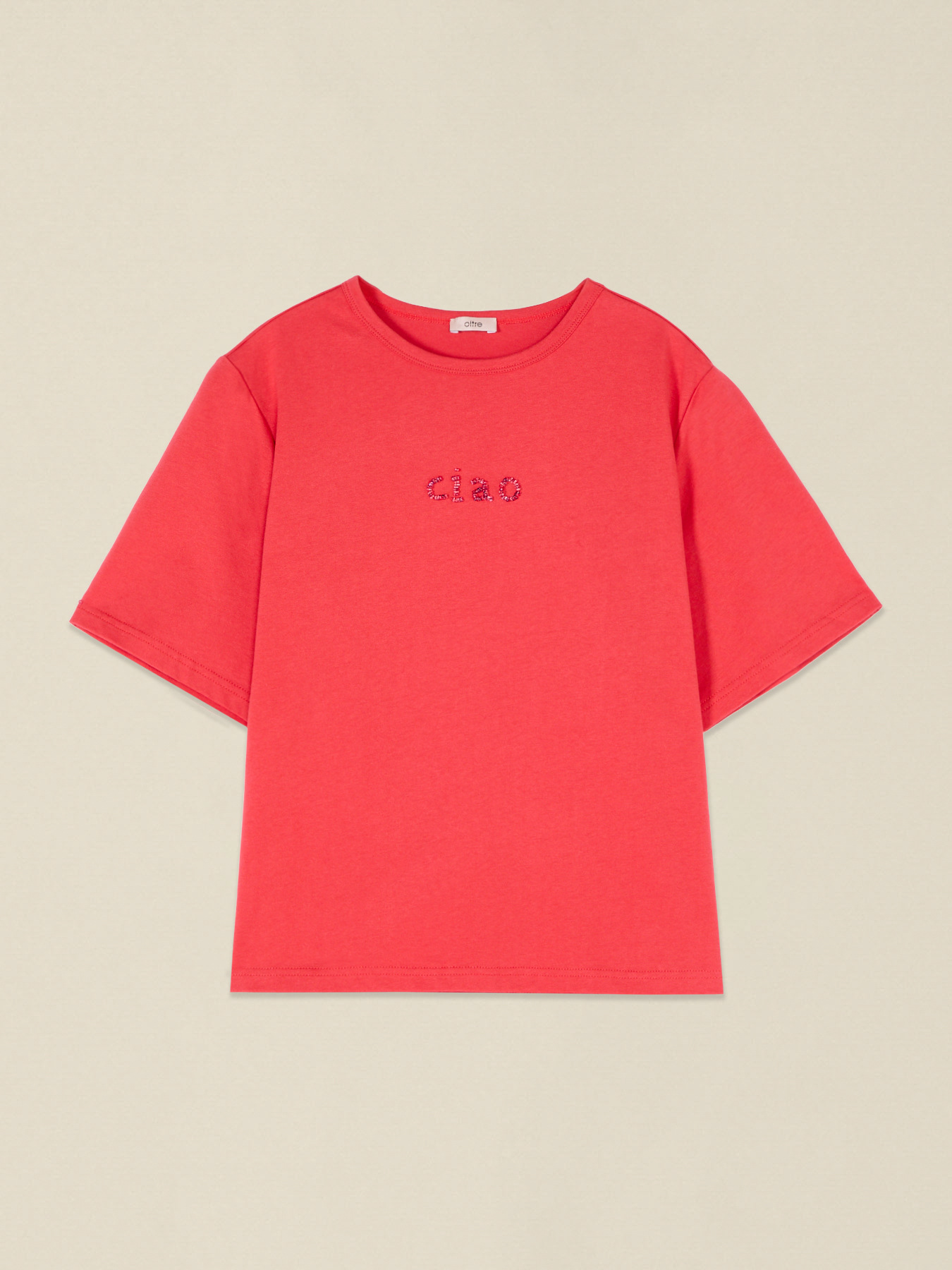 Boxy cotton t-shirt with jewel embroidery image number 3
