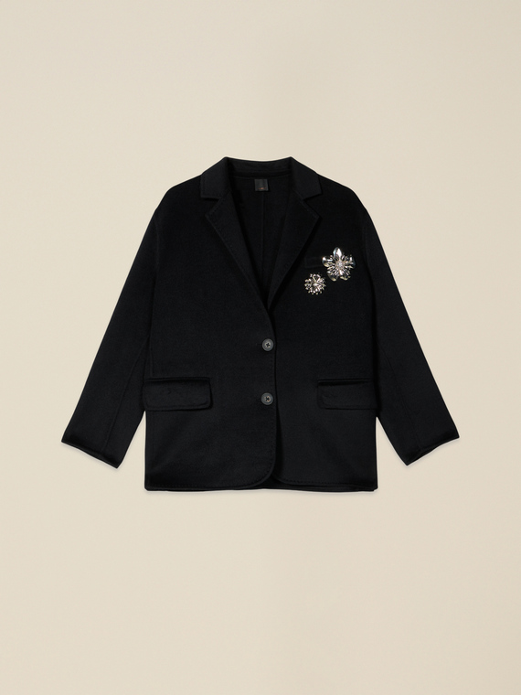 Unstructured mixed wool jacket with pins