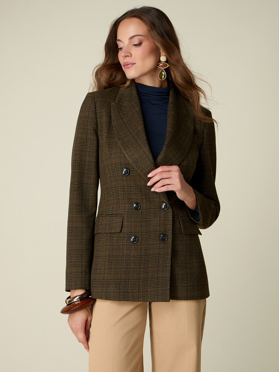 Double-breasted check blazer