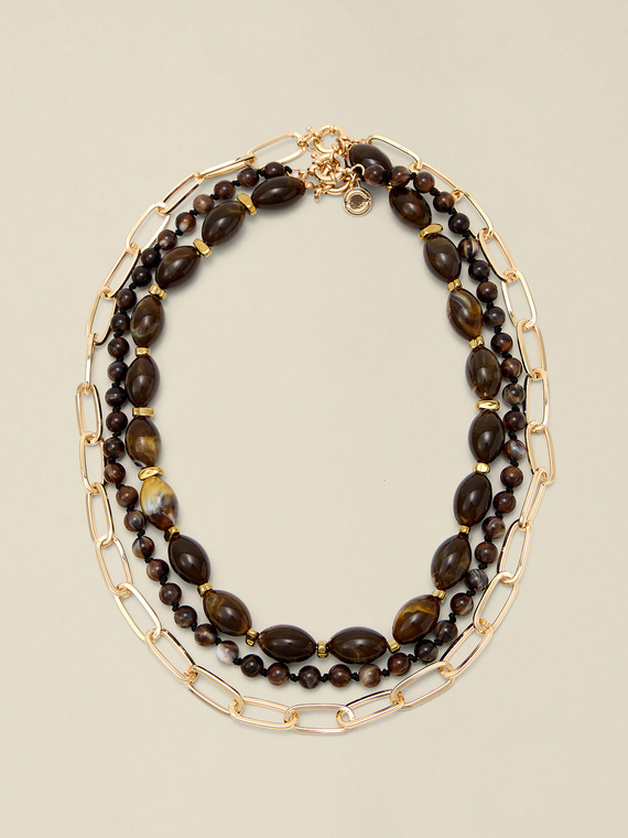Collier multifils avec pierres naturelles
