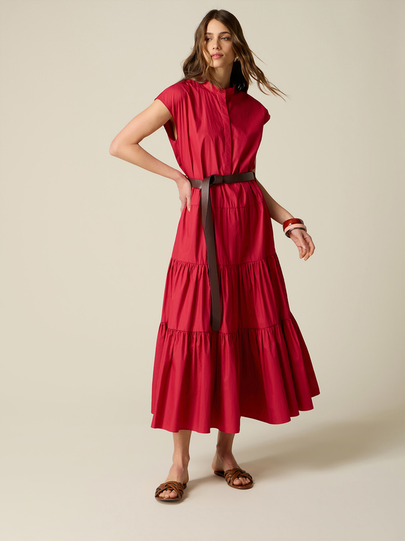 Hemdblusenkleid aus Popeline mit G&uuml;rtel