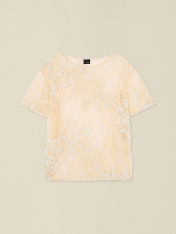 Lace blouse with floral embroidery