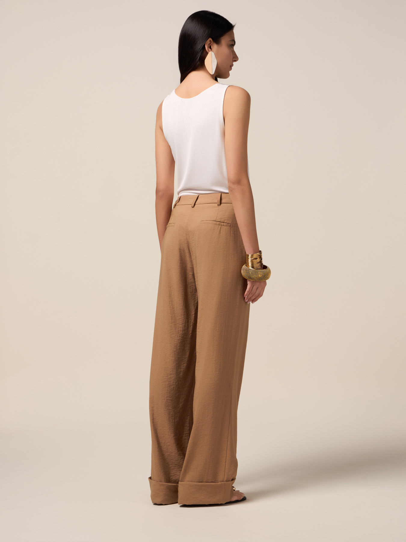 Pantalones palazzo fluidos de mezcla de viscosa image number 1